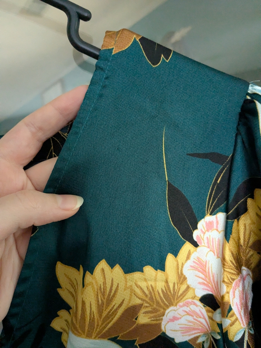 NWT Baltic Born Sicily Satin Maxi Dress | Dark Green Floral Size Large - Picture 4 of 9